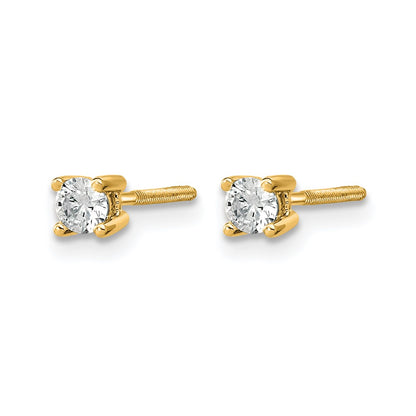 14k Yellow Gold 1/5 ctw Certified Lab Grown Diamond VS/SI+ G+ Round 4 Prong Heavy Wt. Screwback Stud Earrings
