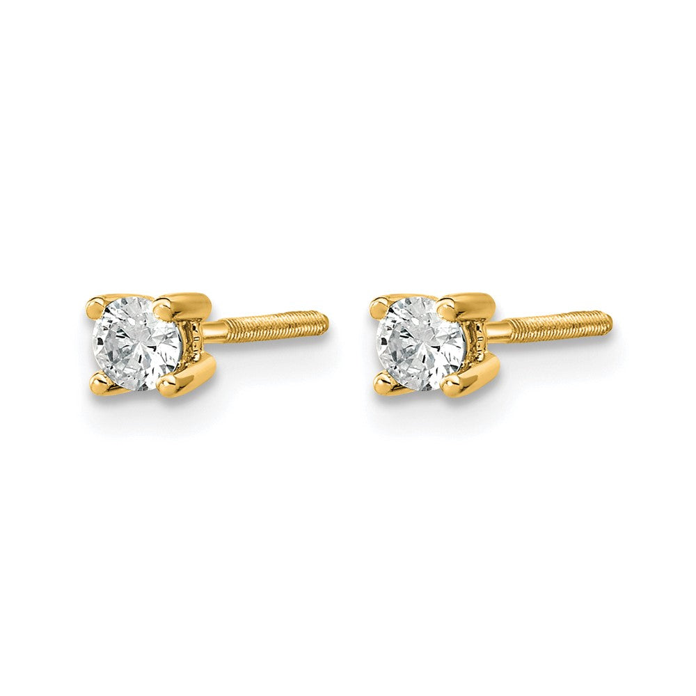 14k Yellow Gold 1/5 ctw Lab Grown Diamond VS/SI+ G+ Round 4 Prong Heavy Wt. Screwback Stud Earrings