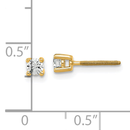 14K Yellow Gold 1/5 Ctw Certified Lab Grown Diamond Vs+ F+ Round 4 Prong Heavy Wt. Screwback Stud Earrings
