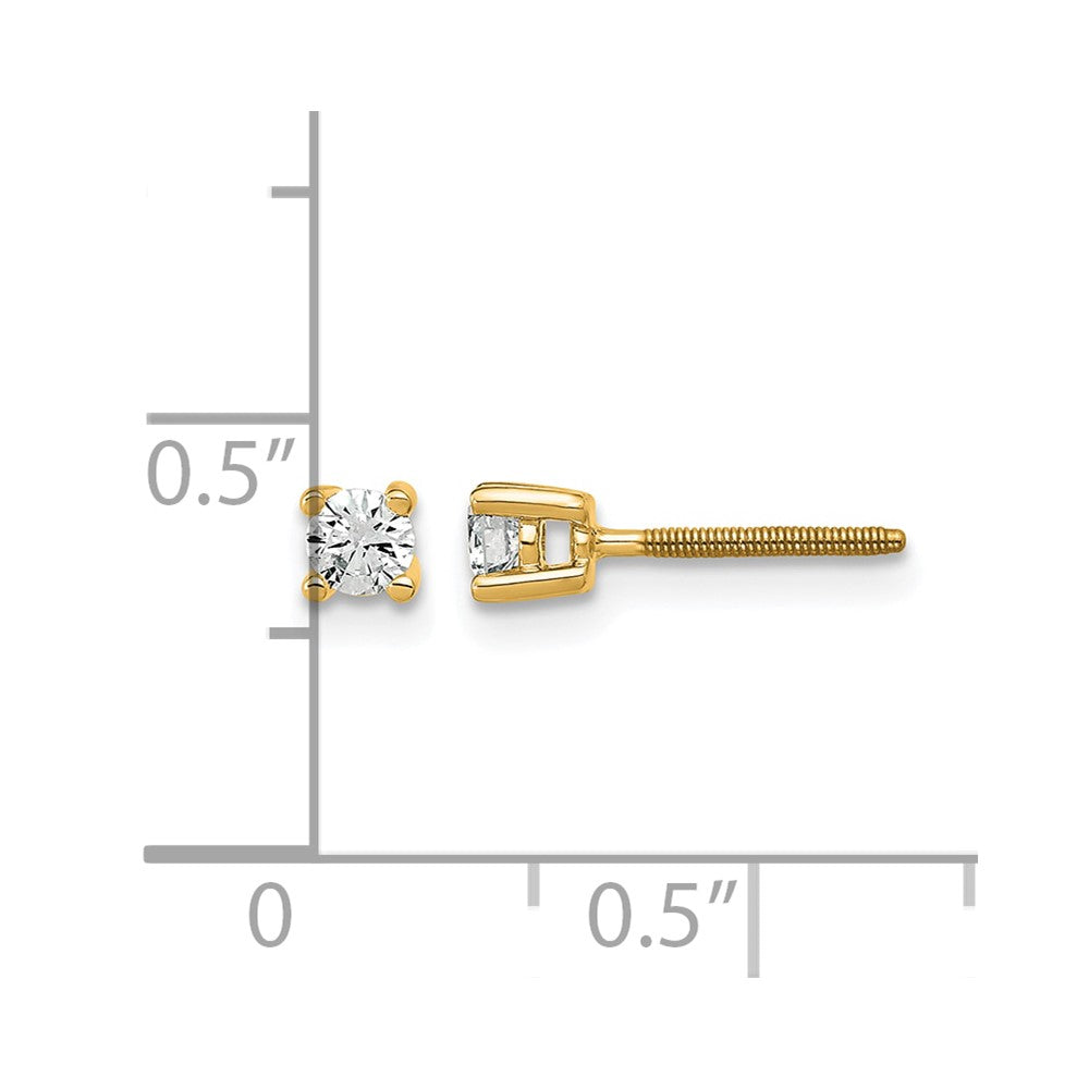 14k Yellow Gold 1/5 ctw Lab Grown Diamond VS/SI+ G+ Round 4 Prong Heavy Wt. Screwback Stud Earrings