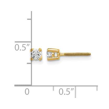 14k Yellow Gold 1/5 ctw Lab Grown Diamond VS/SI+ G+ Round 4 Prong Heavy Wt. Screwback Stud Earrings