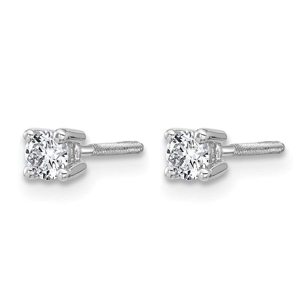 14K White Gold 1/4 Ctw Certified Lab Grown Diamond Vs+ F+ Round 4 Prong Heavy Wt. Screwback Stud Earrings