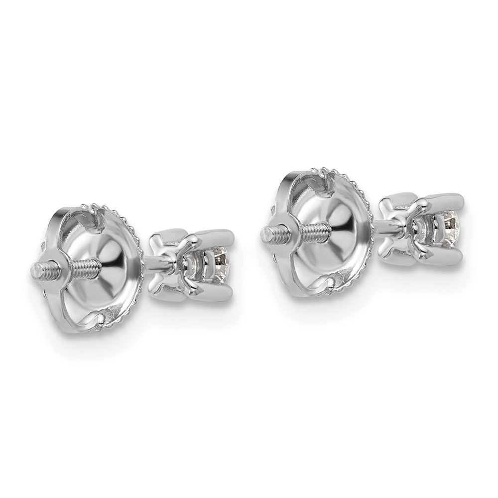 14K White Gold 1/4 Ctw Certified Lab Grown Diamond Vs+ F+ Round 4 Prong Heavy Wt. Screwback Stud Earrings