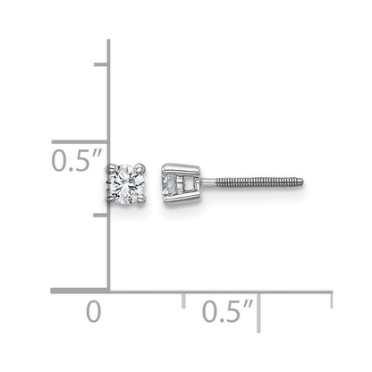 14K White Gold 1/4 Ctw Certified Lab Grown Diamond Vs+ F+ Round 4 Prong Heavy Wt. Screwback Stud Earrings