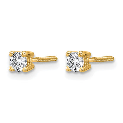 14K Yellow Gold 1/4 Ctw Certified Lab Grown Diamond Vs+ F+ Round 4 Prong Heavy Wt. Screwback Stud Earrings