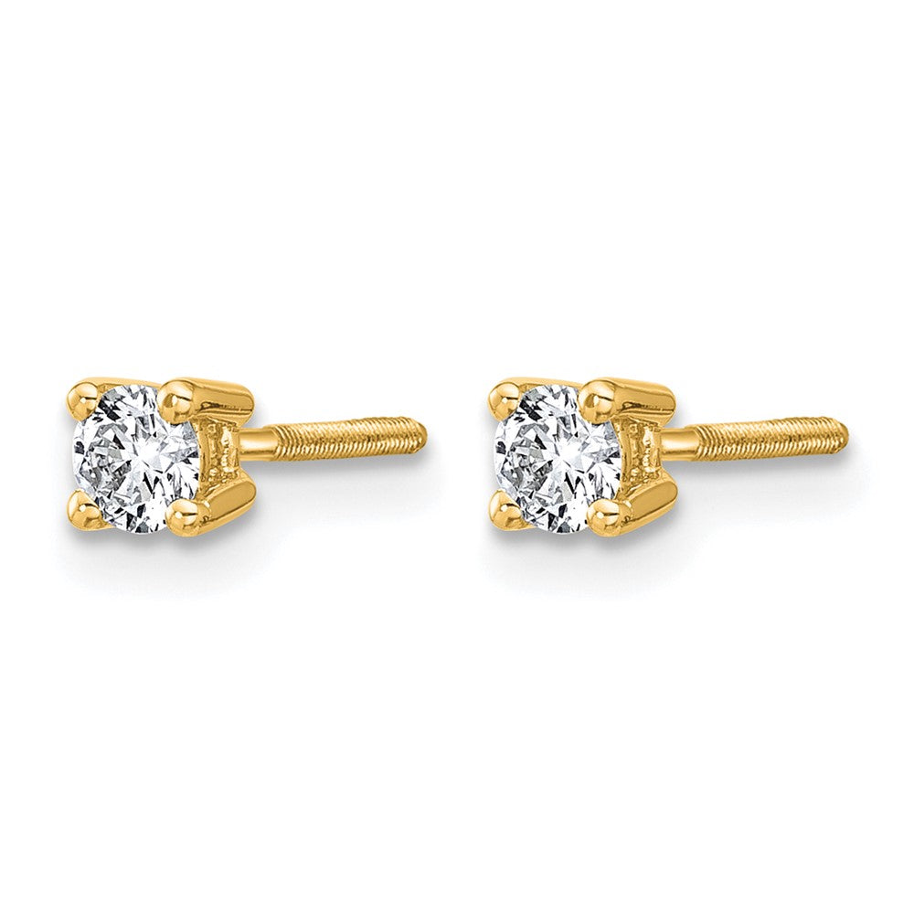 14k Yellow Gold 1/4 ctw Lab Grown Diamond VS/SI+ G+ Round 4 Prong Heavy Wt. Screwback Stud Earrings