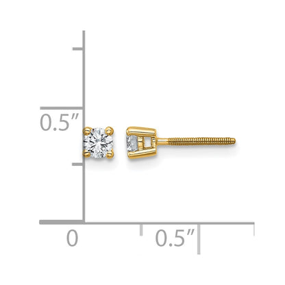 14k Yellow Gold 1/4 Ct. Lab Grown Diamond VS/SI+ G+ Round Four Prong Screwback Stud Post Earrings