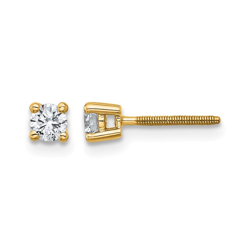 14k Yellow Gold 1/4 ctw Lab Grown Diamond VS/SI+ G+ Round 4 Prong Heavy Wt. Screwback Stud Earrings
