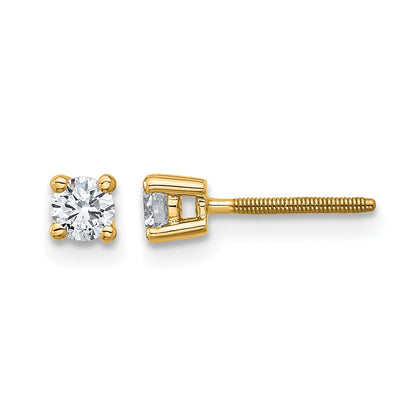 14k Yellow Gold 1/4 ctw Lab Grown Diamond VS/SI+ G+ Round 4 Prong Heavy Wt. Screwback Stud Earrings