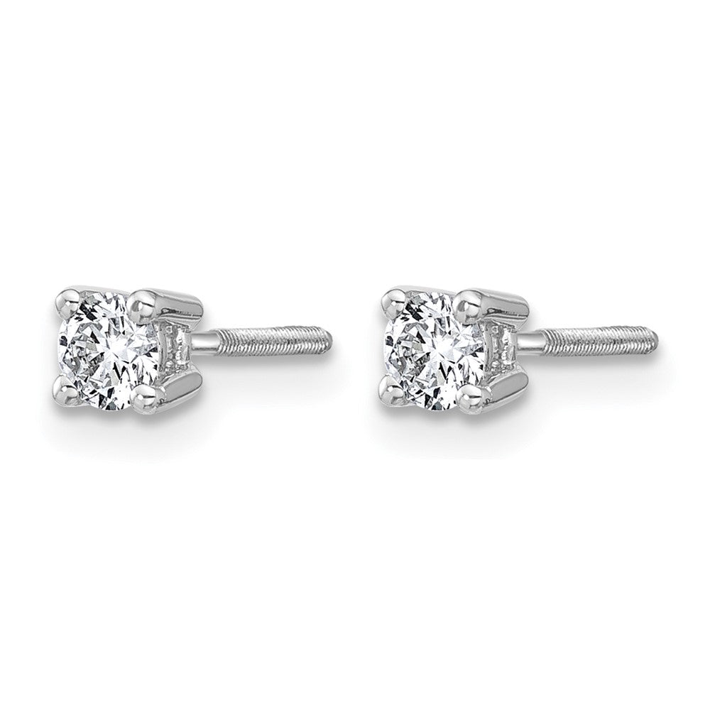 14K White Gold 1/3 Ctw Certified Lab Grown Diamond Vs+ F+ Round 4 Prong Heavy Wt. Screwback Stud Earrings