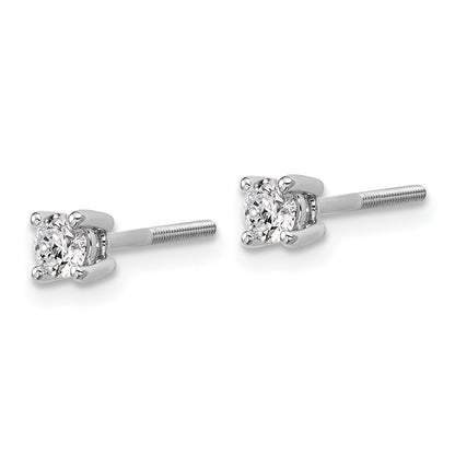14K White Gold 1/3 Ctw Lab Grown Diamond Vs+ F+ Round 4 Prong Heavy Wt. Screwback Stud Earrings