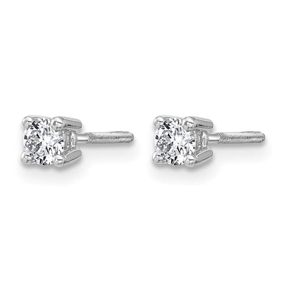 14K White Gold 1/3 Ctw Lab Grown Diamond Vs+ F+ Round 4 Prong Heavy Wt. Screwback Stud Earrings