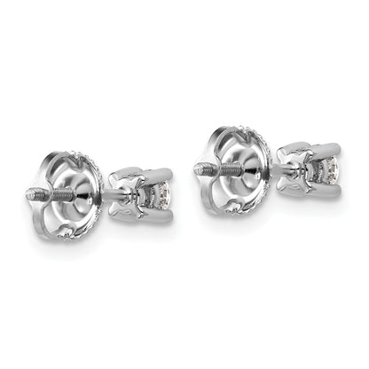 14K White Gold 1/3 Ctw Lab Grown Diamond Vs+ F+ Round 4 Prong Heavy Wt. Screwback Stud Earrings