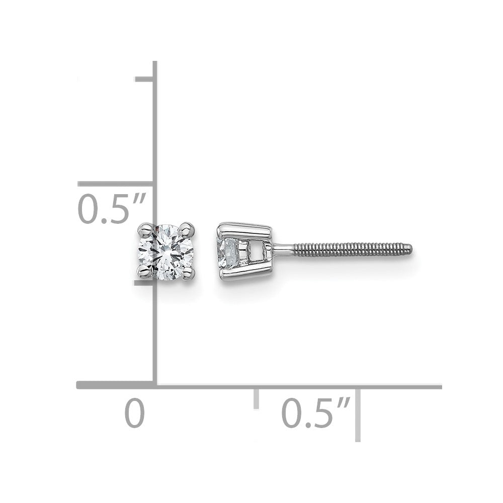 14k White Gold 1/3 ctw Certified Lab Grown Diamond VS/SI+ G+ Round 4 Prong Heavy Wt. Screwback Stud Earrings