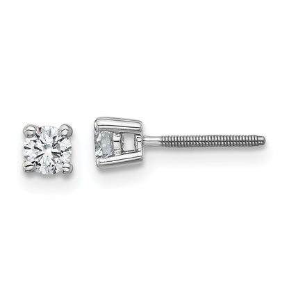 14K White Gold 1/3 Ctw Lab Grown Diamond Vs+ F+ Round 4 Prong Heavy Wt. Screwback Stud Earrings