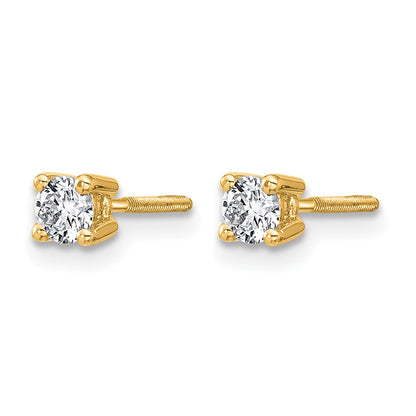 14K Yellow Gold 1/3 Ctw Certified Lab Grown Diamond Vs+ F+ Round 4 Prong Heavy Wt. Screwback Stud Earrings
