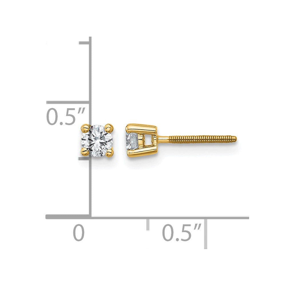 14K Yellow Gold 1/3 Ctw Lab Grown Diamond Vs+ F+ Round 4 Prong Heavy Wt. Screwback Stud Earrings