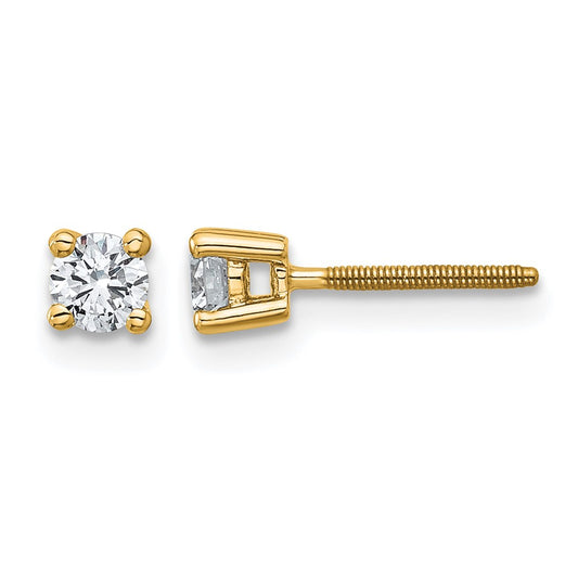 14k Yellow Gold 1/3 ctw Certified Lab Grown Diamond VS/SI+ G+ Round 4 Prong Heavy Wt. Screwback Stud Earrings
