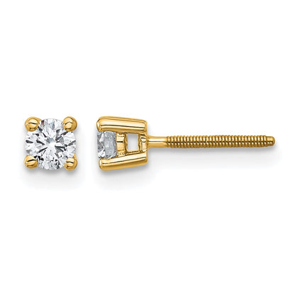 14K Yellow Gold 1/3 Ctw Lab Grown Diamond Vs+ F+ Round 4 Prong Heavy Wt. Screwback Stud Earrings