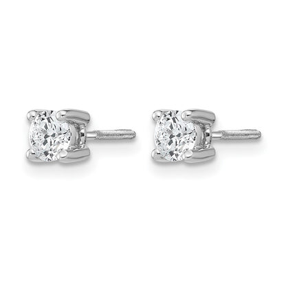 14K White Gold 1/2 Ctw Lab Grown Diamond Vs+ F+ Round 4 Prong Heavy Wt. Screwback Stud Earrings