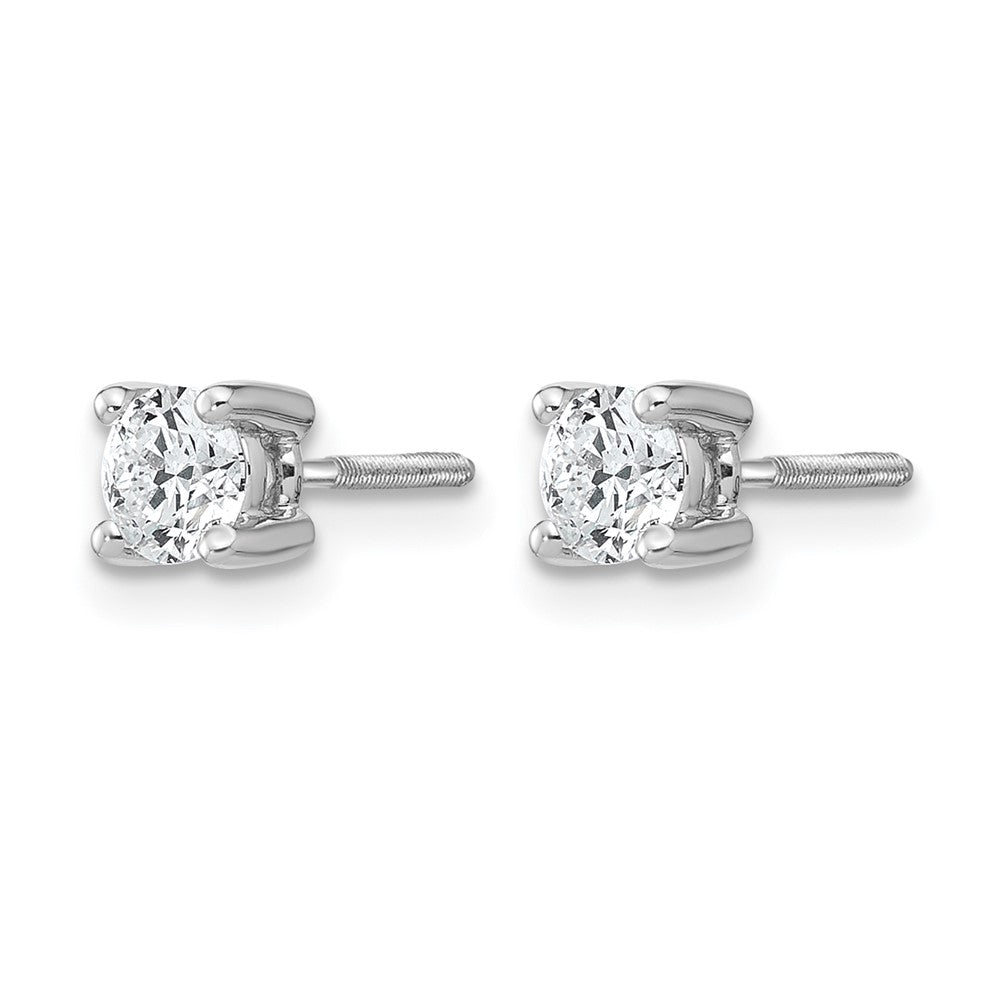 14K White Gold 1/2 Ctw Certified Lab Grown Diamond Vs+ F+ Round 4 Prong Heavy Wt. Screwback Stud Earrings