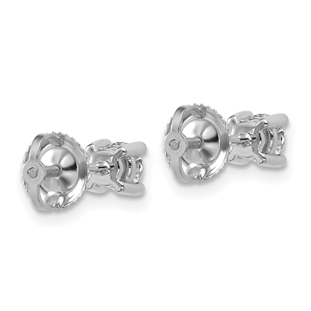 14K White Gold 1/2 Ctw Certified Lab Grown Diamond Vs+ F+ Round 4 Prong Heavy Wt. Screwback Stud Earrings