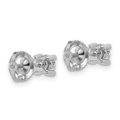 14K White Gold 1/2 Ctw Certified Lab Grown Diamond Vs+ F+ Round 4 Prong Heavy Wt. Screwback Stud Earrings