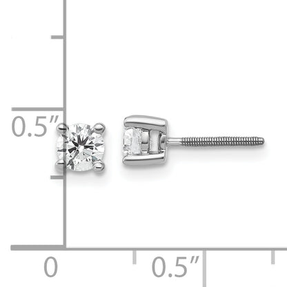 14K White Gold 1/2 Ctw Certified Lab Grown Diamond Vs+ F+ Round 4 Prong Heavy Wt. Screwback Stud Earrings