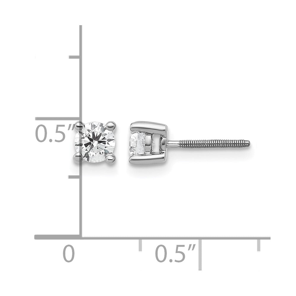 14K White Gold 1/2 Ctw Certified Lab Grown Diamond Vs+ F+ Round 4 Prong Heavy Wt. Screwback Stud Earrings
