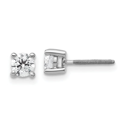 14K White Gold 1/2 Ctw Certified Lab Grown Diamond Vs+ F+ Round 4 Prong Heavy Wt. Screwback Stud Earrings
