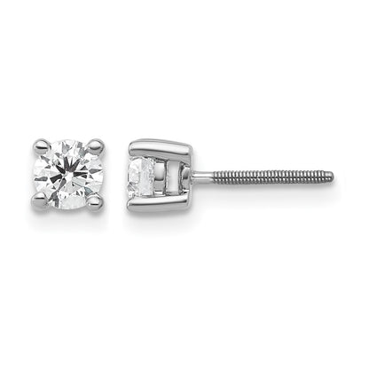 14K White Gold 1/2 Ctw Certified Lab Grown Diamond Vs+ F+ Round 4 Prong Heavy Wt. Screwback Stud Earrings
