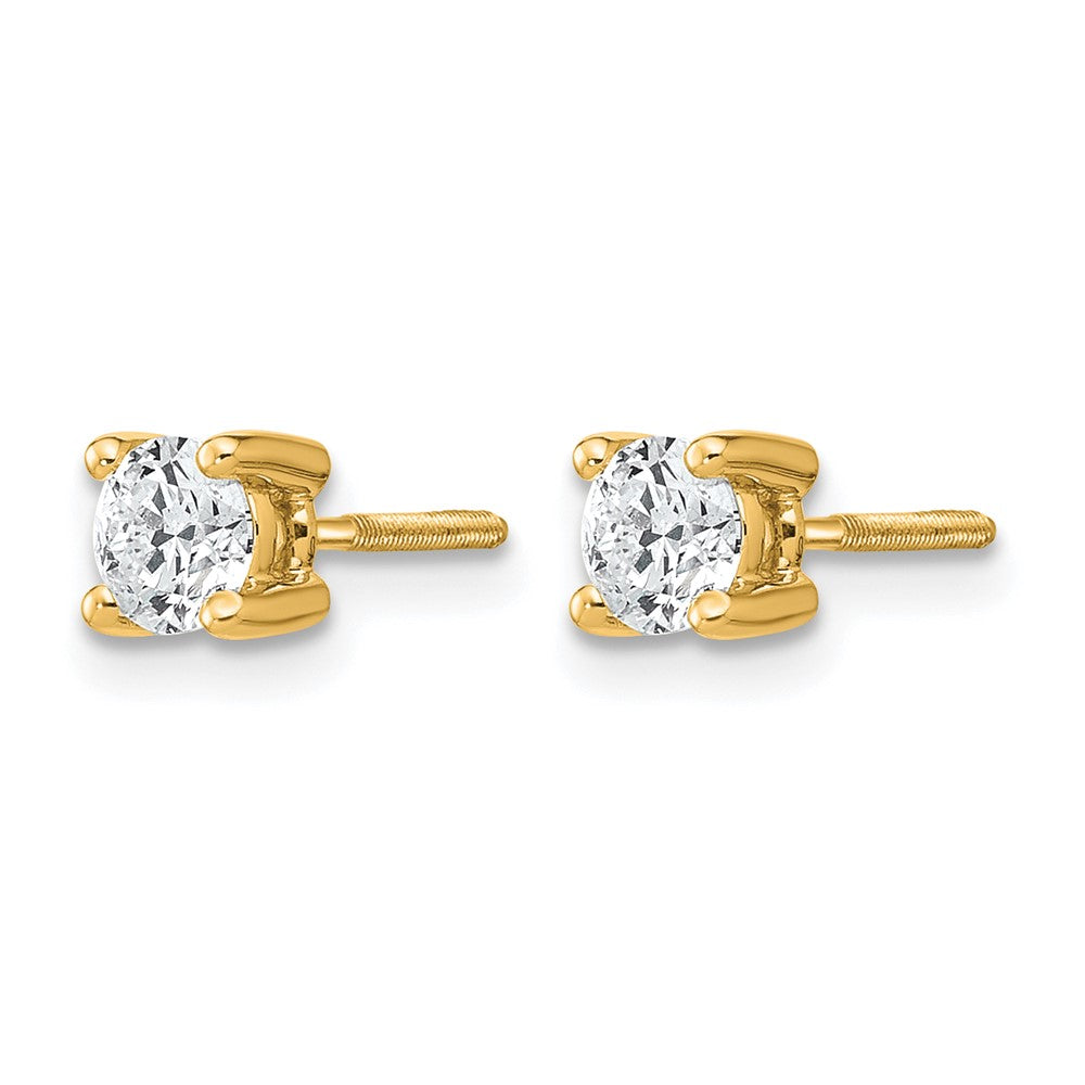 14K Yellow Gold 1/2 Ctw Lab Grown Diamond Vs+ F+ Round 4 Prong Heavy Wt. Screwback Stud Earrings