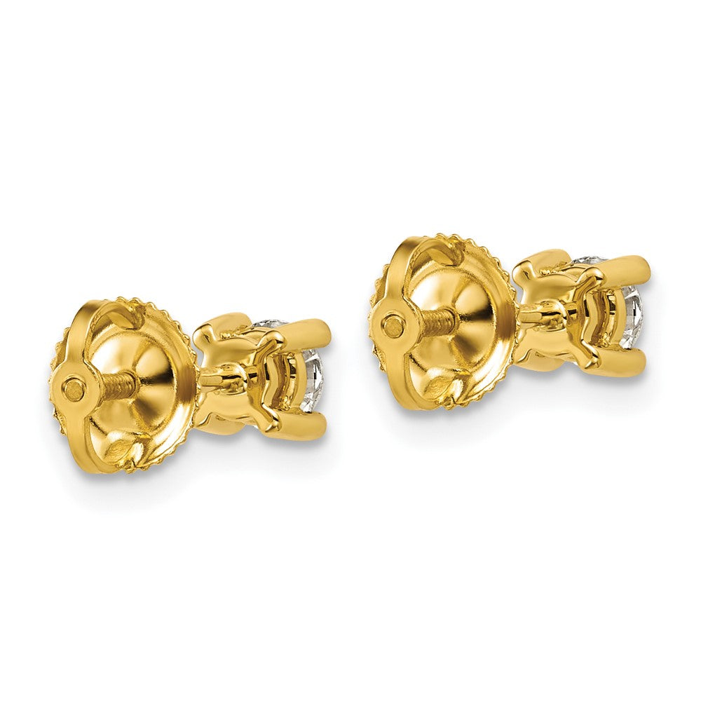14k Yellow Gold 1/2 ctw Lab Grown Diamond VS/SI+ G+ Round 4 Prong Heavy Wt. Screwback Stud Earrings