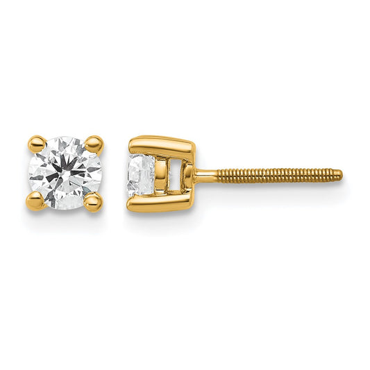 14k Yellow Gold 1/2 ctw Lab Grown Diamond VS/SI+ G+ Round 4 Prong Heavy Wt. Screwback Stud Earrings