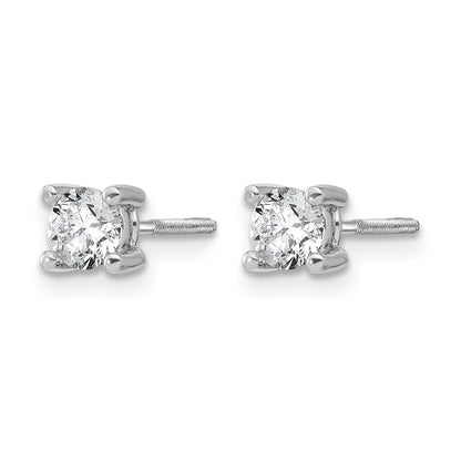 14k White Gold 2/3 ctw Lab Grown Diamond VS/SI+ G+ Round 4 Prong Heavy Wt. Screwback Stud Earrings