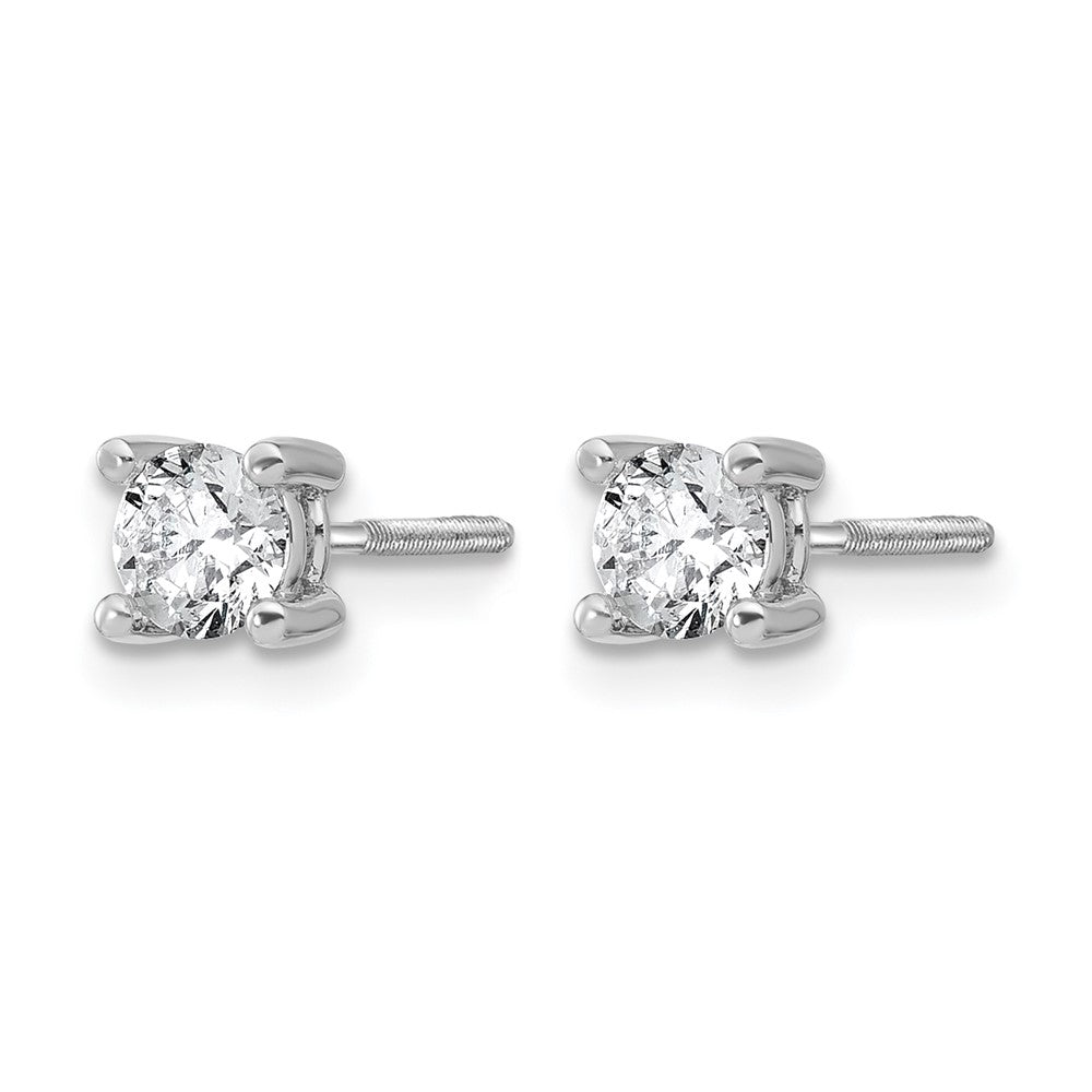 14k White Gold 2/3 ctw Certified Lab Grown Diamond VS/SI+ G+ Round 4 Prong Heavy Wt. Screwback Stud Earrings
