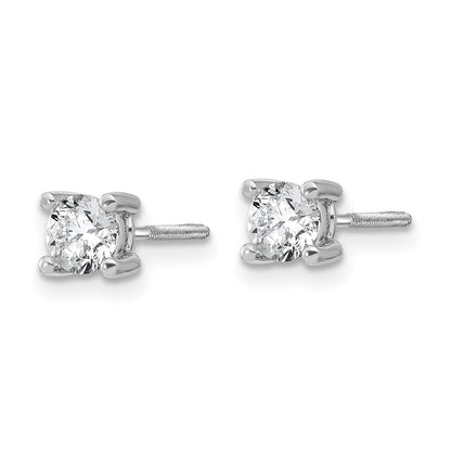 14K White Gold 2/3 Ctw Certified Lab Grown Diamond Vs+ F+ Round 4 Prong Heavy Wt. Screwback Stud Earrings