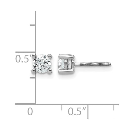 14k White Gold 2/3 ctw Certified Lab Grown Diamond VS/SI+ G+ Round 4 Prong Heavy Wt. Screwback Stud Earrings