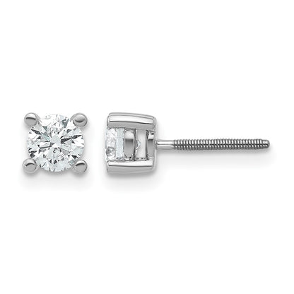 14k White Gold 2/3 ct Lab Grown Diamond VS/SI+ G+ Round Four Prong Screwback Stud Post Earrings