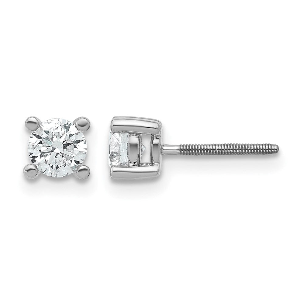 14k White Gold 2/3 ctw Certified Lab Grown Diamond VS/SI+ G+ Round 4 Prong Heavy Wt. Screwback Stud Earrings