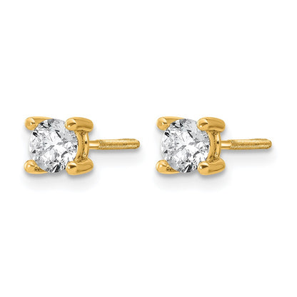 14K Yellow Gold 2/3 Ctw Lab Grown Diamond Vs+ F+ Round 4 Prong Heavy Wt. Screwback Stud Earrings