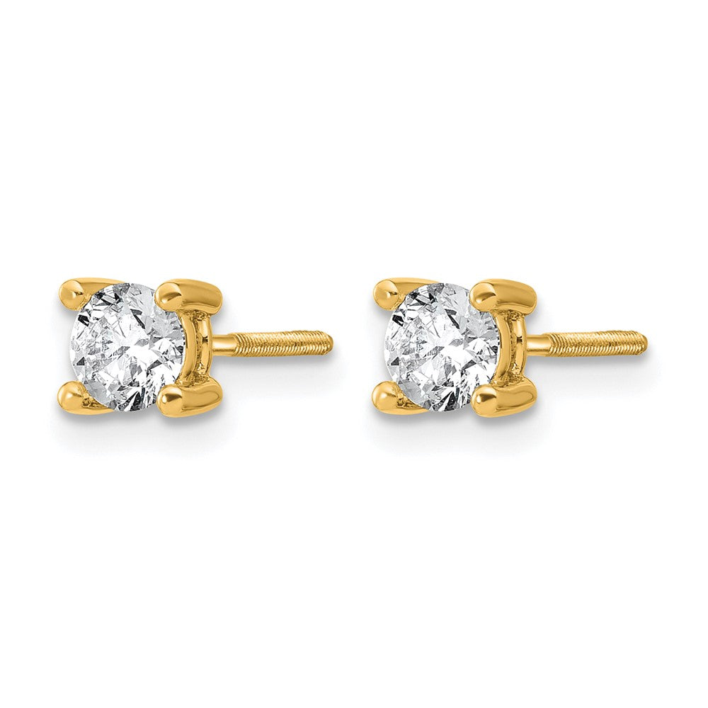 14K Yellow Gold 2/3 Ctw Certified Lab Grown Diamond Vs+ F+ Round 4 Prong Heavy Wt. Screwback Stud Earrings