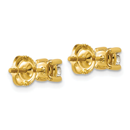 14K Yellow Gold 2/3 Ctw Certified Lab Grown Diamond Vs+ F+ Round 4 Prong Heavy Wt. Screwback Stud Earrings