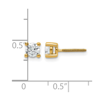14K Yellow Gold 2/3 Ctw Lab Grown Diamond Vs+ F+ Round 4 Prong Heavy Wt. Screwback Stud Earrings