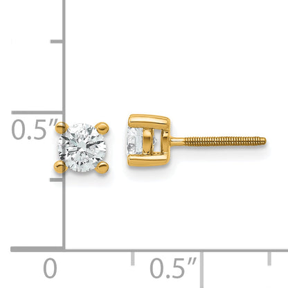 14K Yellow Gold 2/3 Ctw Certified Lab Grown Diamond Vs+ F+ Round 4 Prong Heavy Wt. Screwback Stud Earrings
