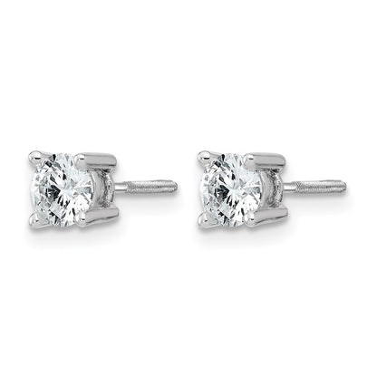 14k White Gold 3/4 ctw Lab Grown Diamond VS/SI+ G+ Round 4 Prong Heavy Wt. Screwback Stud Earrings