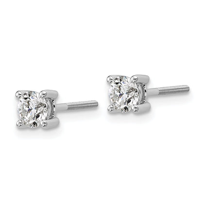 14K White Gold 3/4 Ctw Lab Grown Diamond Vs+ F+ Round 4 Prong Heavy Wt. Screwback Stud Earrings