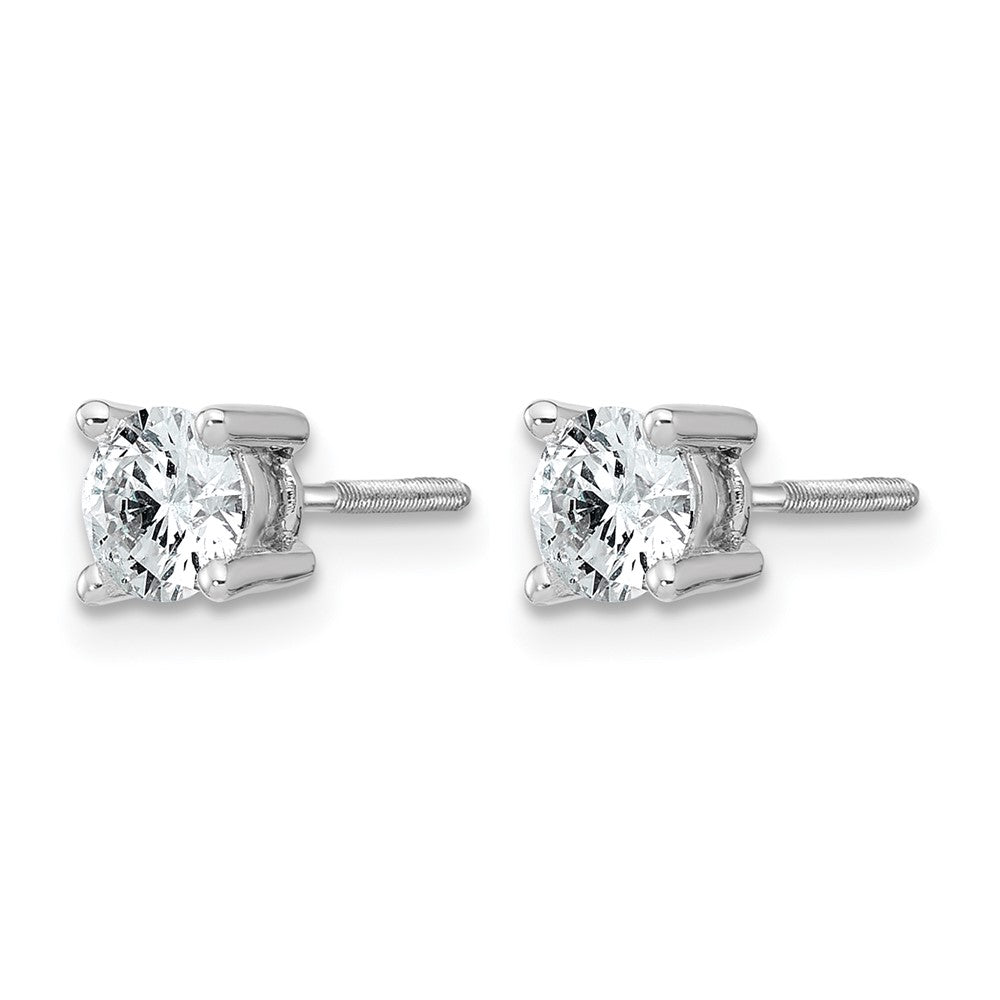 14k White Gold 3/4 ctw Certified Lab Grown Diamond VS/SI+ G+ Round 4 Prong Heavy Wt. Screwback Stud Earrings