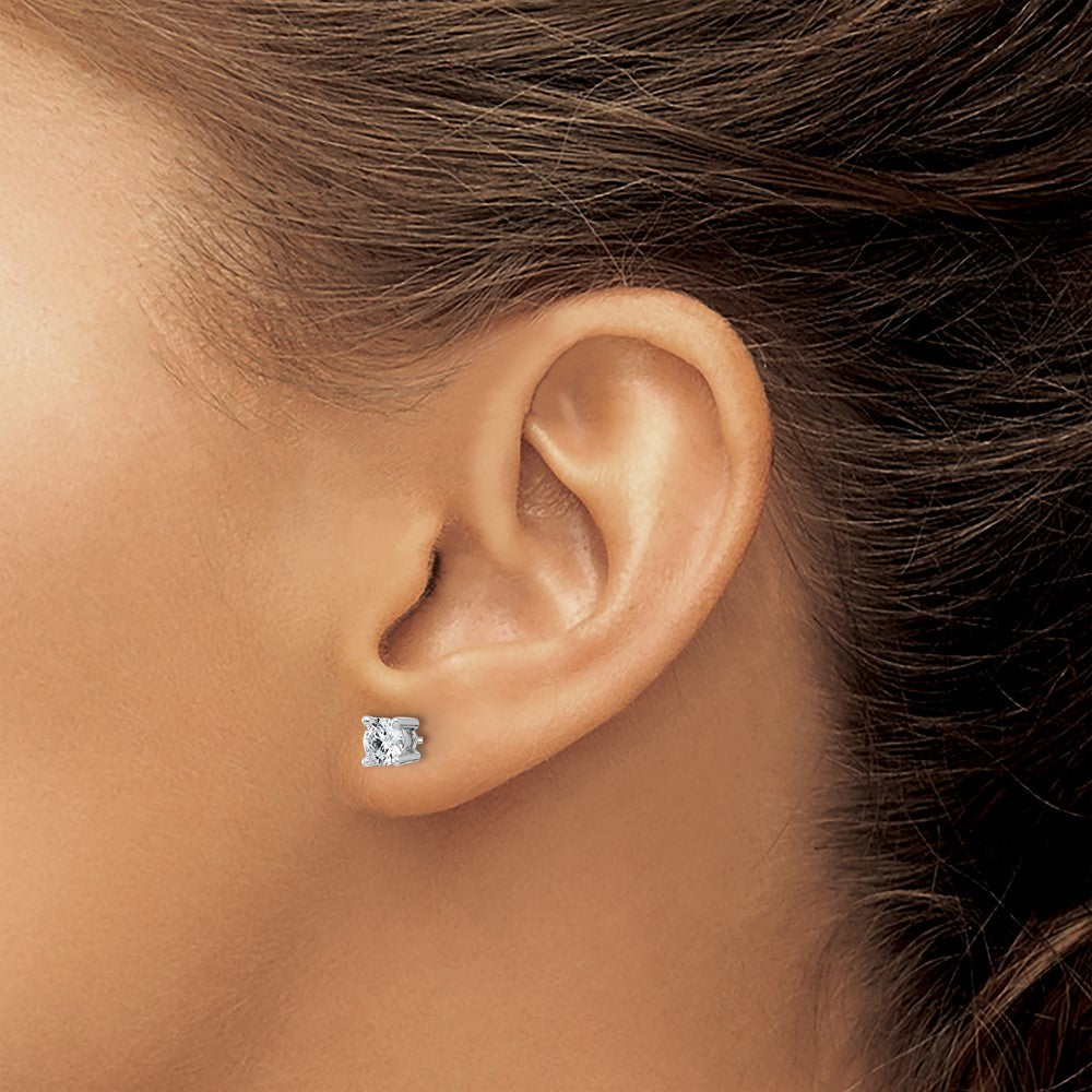14K White Gold 3/4 Ctw Certified Lab Grown Diamond Vs+ F+ Round 4 Prong Heavy Wt. Screwback Stud Earrings