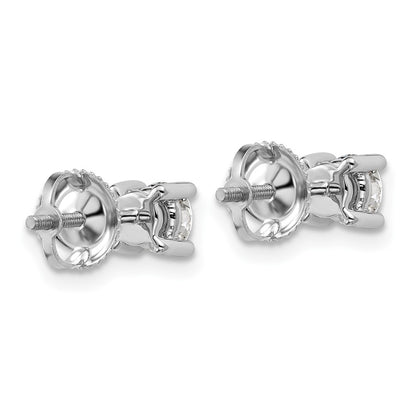 14k White Gold 3/4 ctw Certified Lab Grown Diamond VS/SI+ G+ Round 4 Prong Heavy Wt. Screwback Stud Earrings